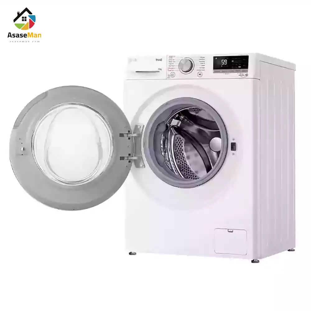 ماشین لباسشویی ال جی F4Y6 رنگ سفید  و درب باز
