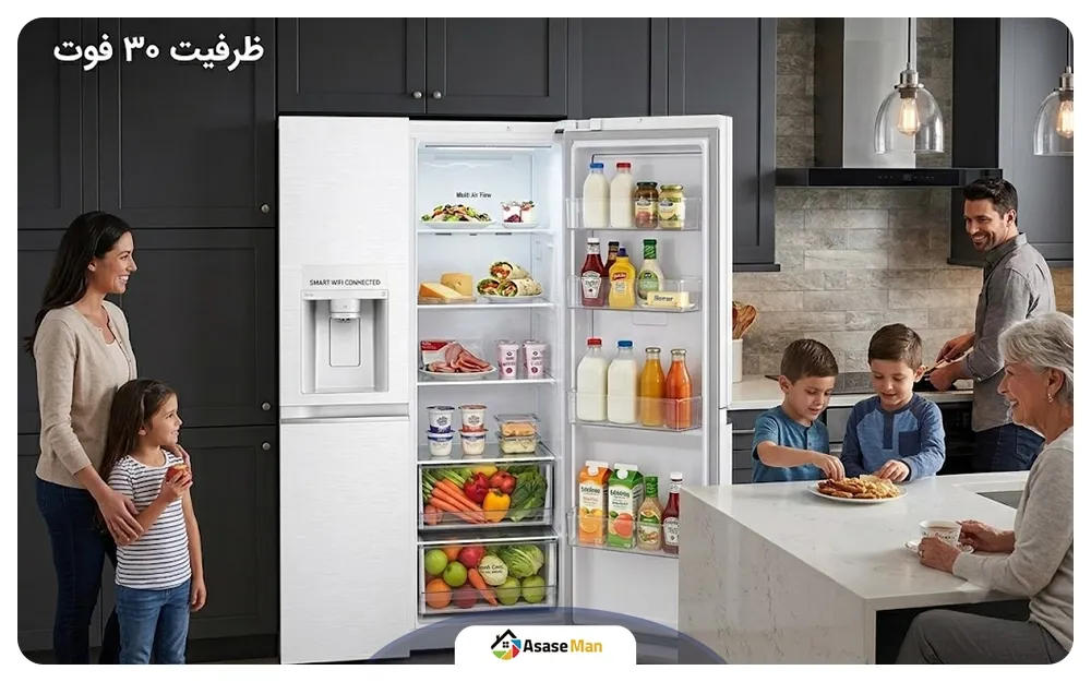 ظرفیت 30 فوت یخچال فریزر ال جی J287