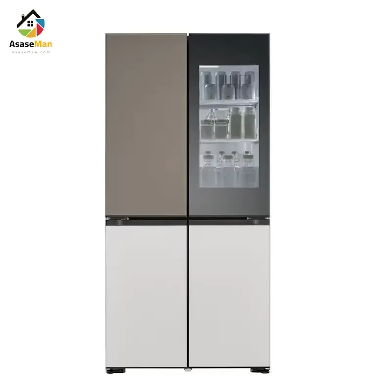 نمایی از روشن شدن اینستا ویو یخچال فریزر ساید بای ساید ال جی مودآپ مدل V960