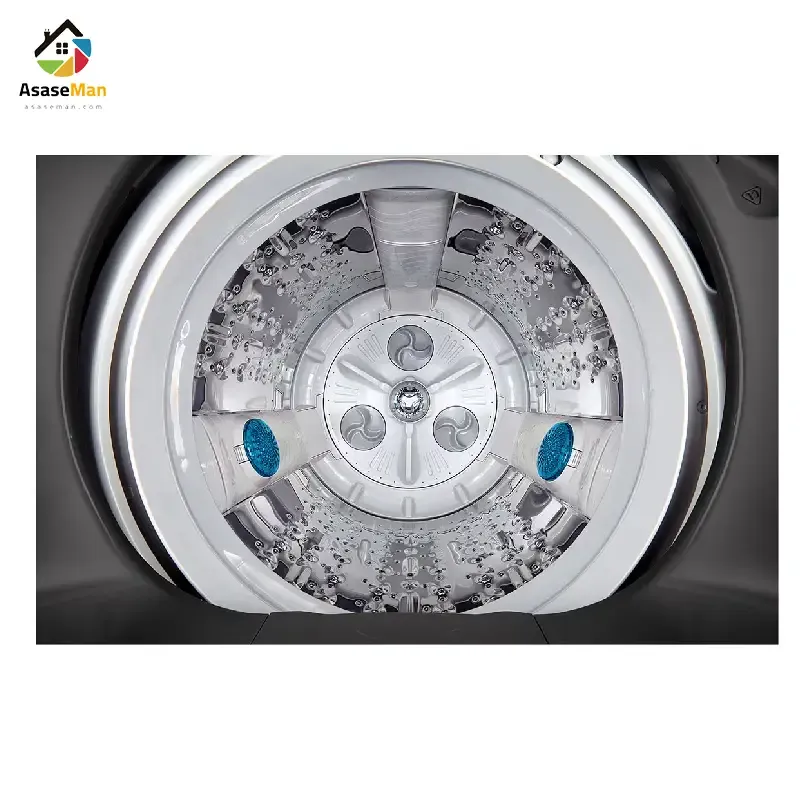 نمای داخلی دیگ ماشین لباسشویی و پتو شور ال جی مدل T1466NEHG2