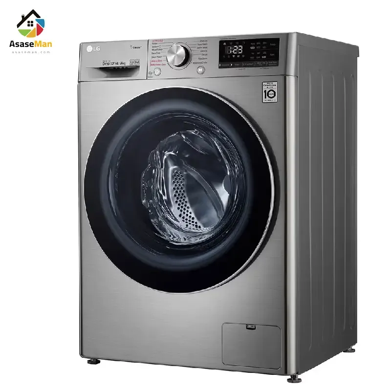 نمای چپ ماشین لباسشویی ال جی 9 کیلو مدل F4V5 نقره ای