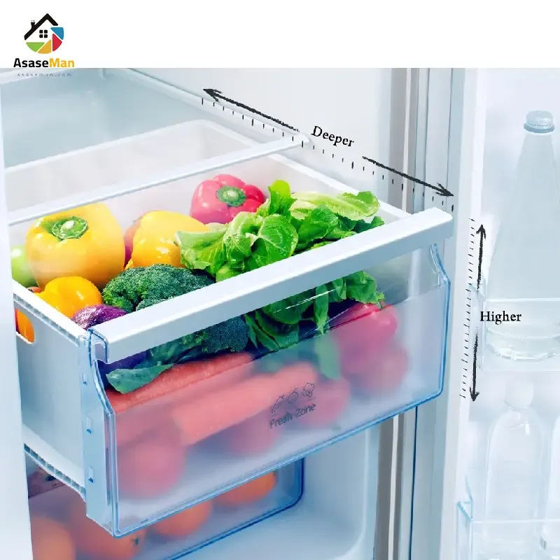 کشو یخچال فریزر ساید بای ساید توربو مدل SA370SS