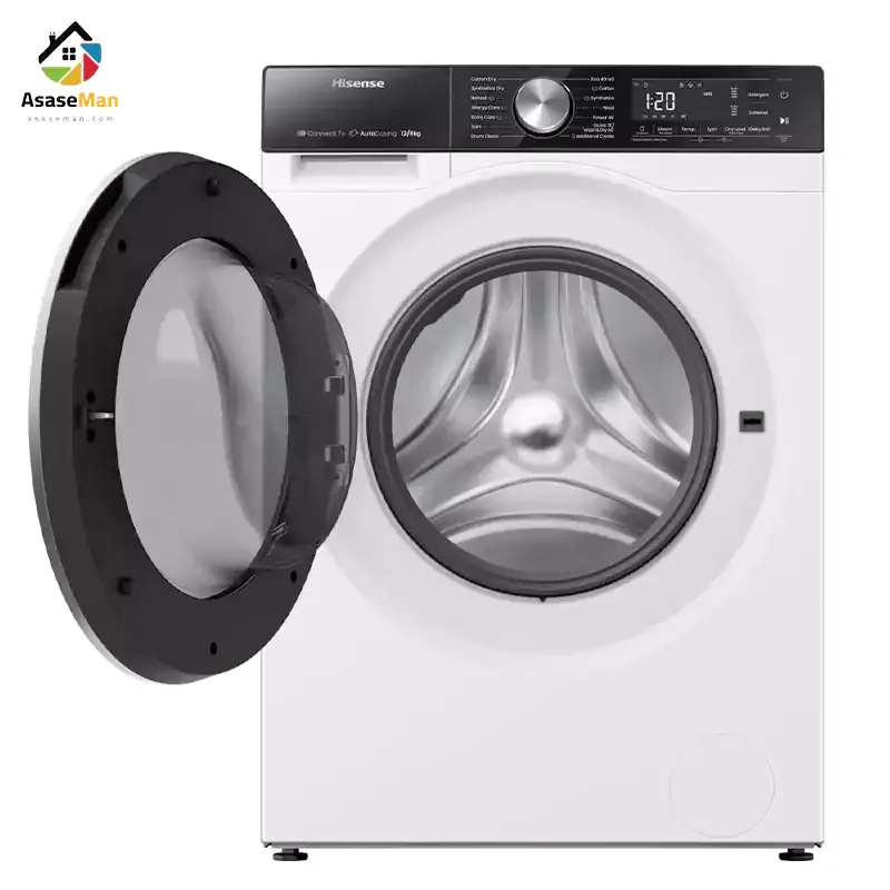 نمای داخلی ماشین لباسشویی هایسنس 12کیلو مدل WD5S1245BW
