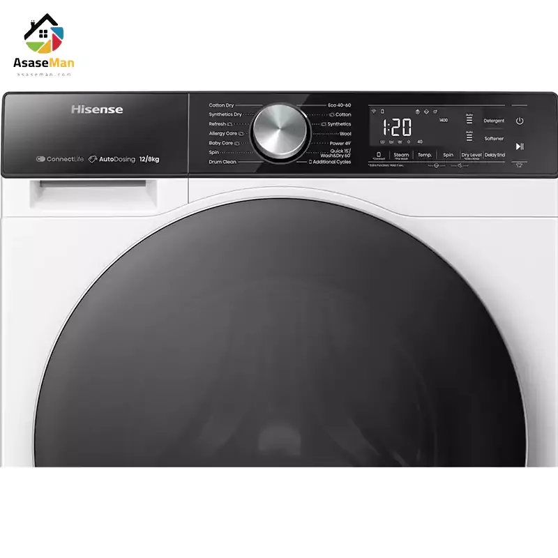 پنل لمسی ماشین لباسشویی هایسنس 12کیلو مدل WD5S1245BW