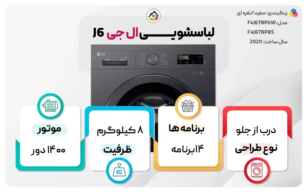 اینفوگرافیک ماشین لباسشویی ال جی J6