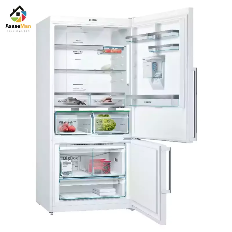 نمای داخلی یخچال فریزر بالا پایین بوش مدل KGD86AW304